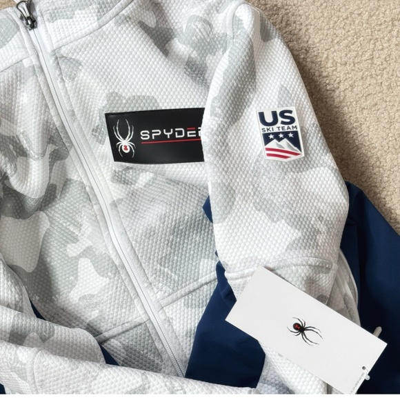 NWT Spyder USA Ski Team Jacket Fleece Encore USA Olympic Motif Red White Blue XL - Picture 7 of 16
